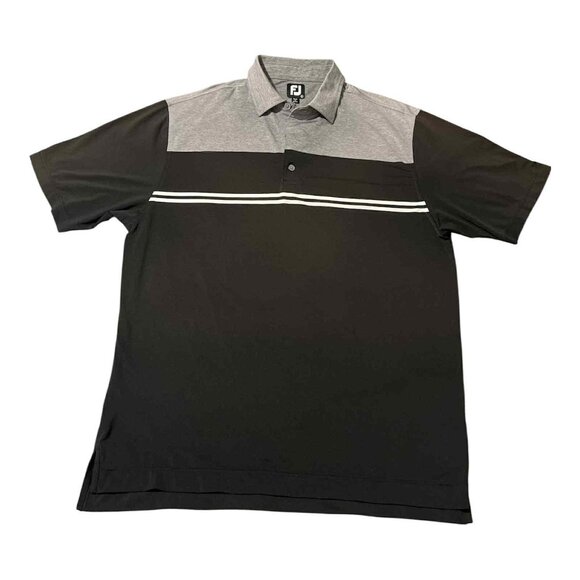 FootJoy Other - FootJoy Polo Shirt Mens Large Black Gray Striped Golf Performance Lightweight